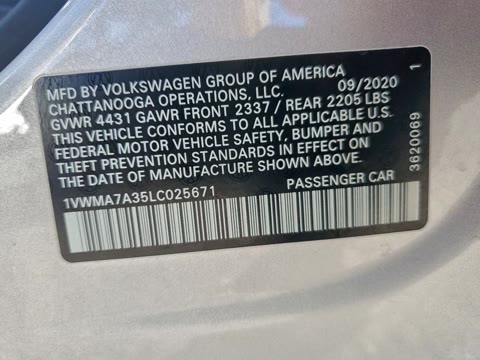 VOLKSWAGEN PASSAT R-LINE 2020
